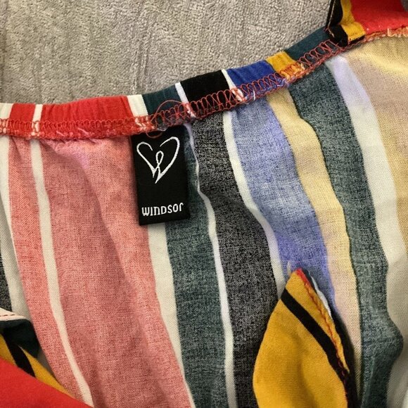 Windsor Colorful Striped Open Tie front One piece Romper Small S - Picture 8 of 11